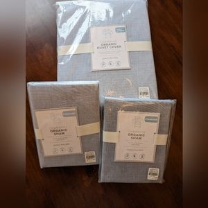 Pottery Barn Chambray Q/F Duvet and 2 Standard Shams - NWT
